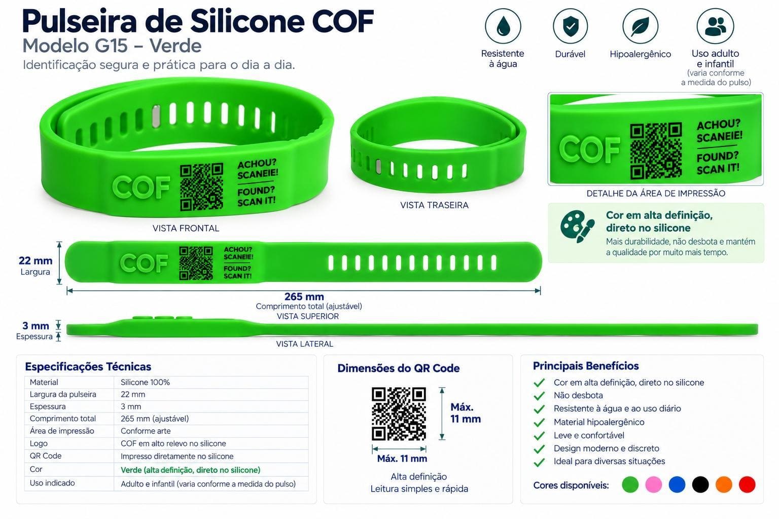 Pulseira de Identificação COF - Silicone Ajustável — image 2 of 3